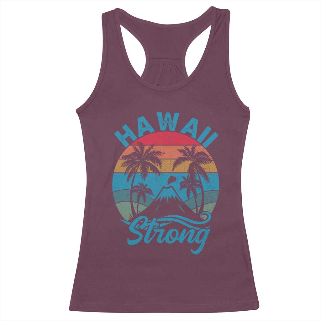 Vintage Hawaii Strong Retro Sunset Tropical Racerback Tank Top Volcano Hawaiian Islands Pride Support