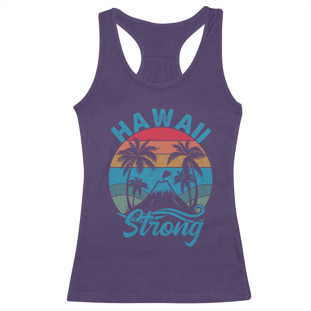 Vintage Hawaii Strong Retro Sunset Tropical Racerback Tank Top Volcano Hawaiian Islands Pride Support