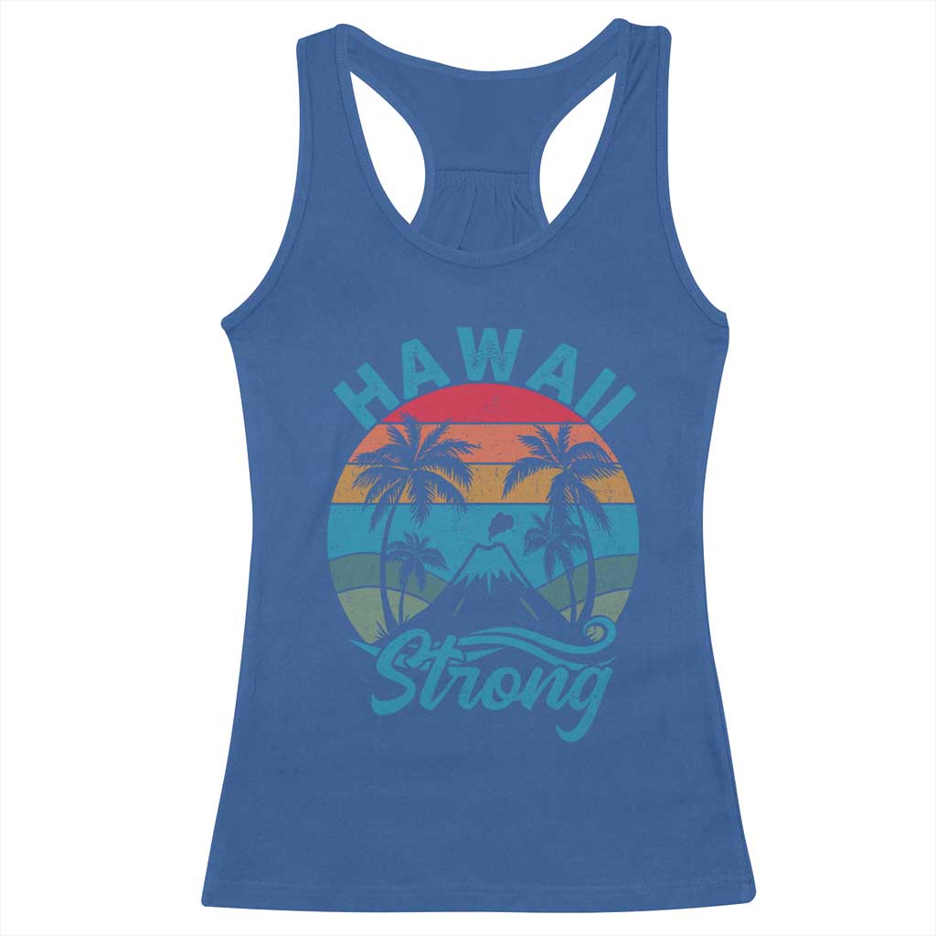 Vintage Hawaii Strong Retro Sunset Tropical Racerback Tank Top Volcano Hawaiian Islands Pride Support