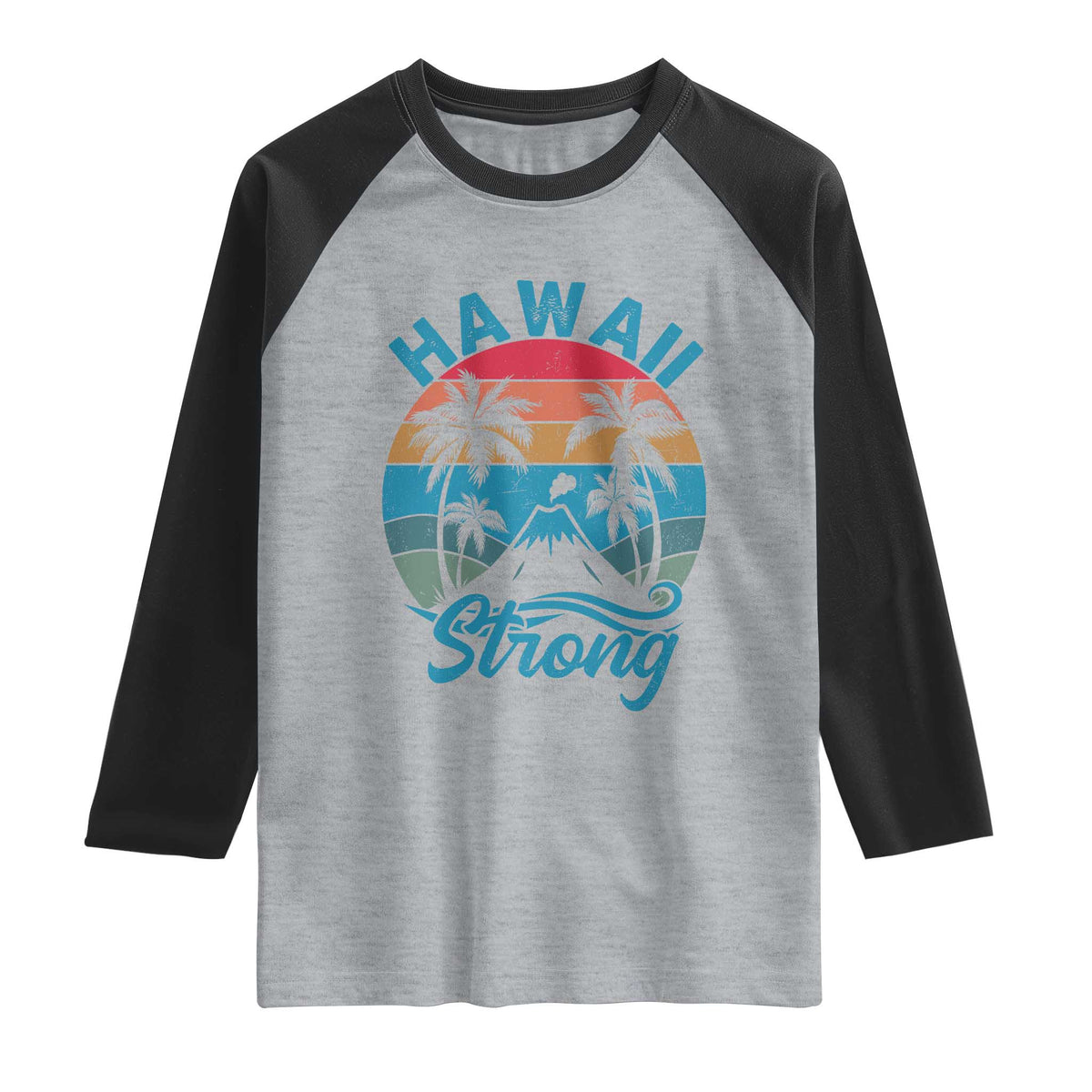 Vintage Hawaii Strong Retro Sunset Tropical Raglan Shirt Volcano Hawaiian Islands Pride Support