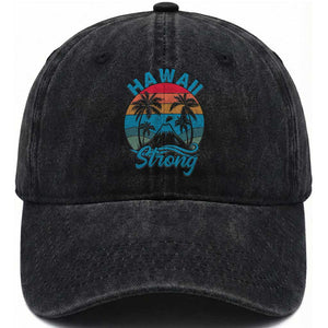 Vintage Hawaii Strong Retro Sunset Tropical Washed Cotton Baseball Cap Volcano Hawaiian Islands Pride Support