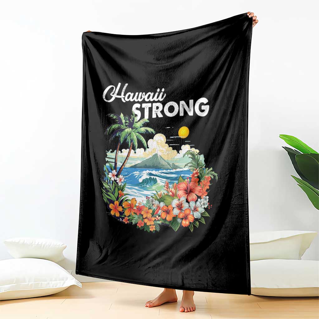 Hawaii Strong Hawaiian Islands Support Throw Blanket Sunset Tropical Hibiscus Flowers