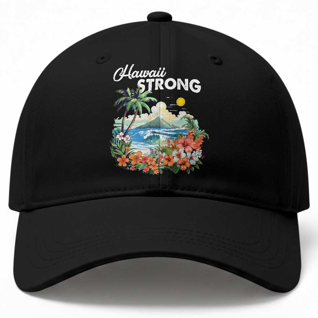 Hawaii Strong Hawaiian Islands Support Baseball Cap Sunset Tropical Hibiscus Flowers