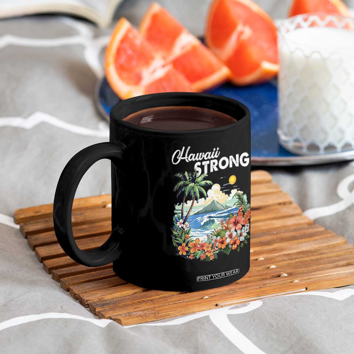 Hawaii Strong Hawaiian Islands Support Coffee Mug Sunset Tropical Hibiscus Flowers