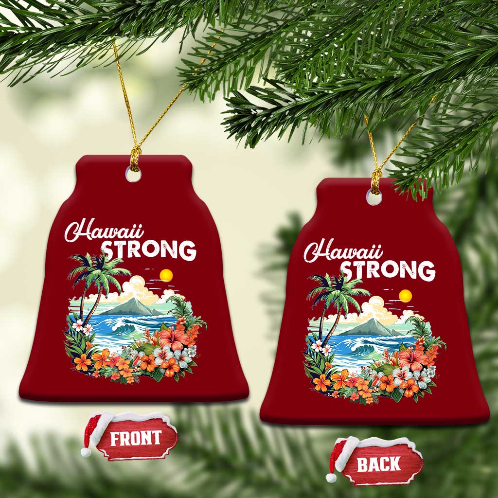 Hawaii Strong Hawaiian Islands Support Ceramic Ornament Sunset Tropical Hibiscus Flowers