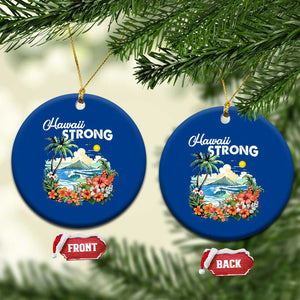 Hawaii Strong Hawaiian Islands Support Ceramic Ornament Sunset Tropical Hibiscus Flowers