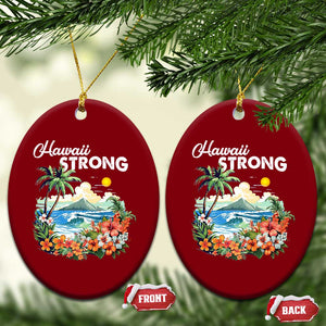 Hawaii Strong Hawaiian Islands Support Ceramic Ornament Sunset Tropical Hibiscus Flowers