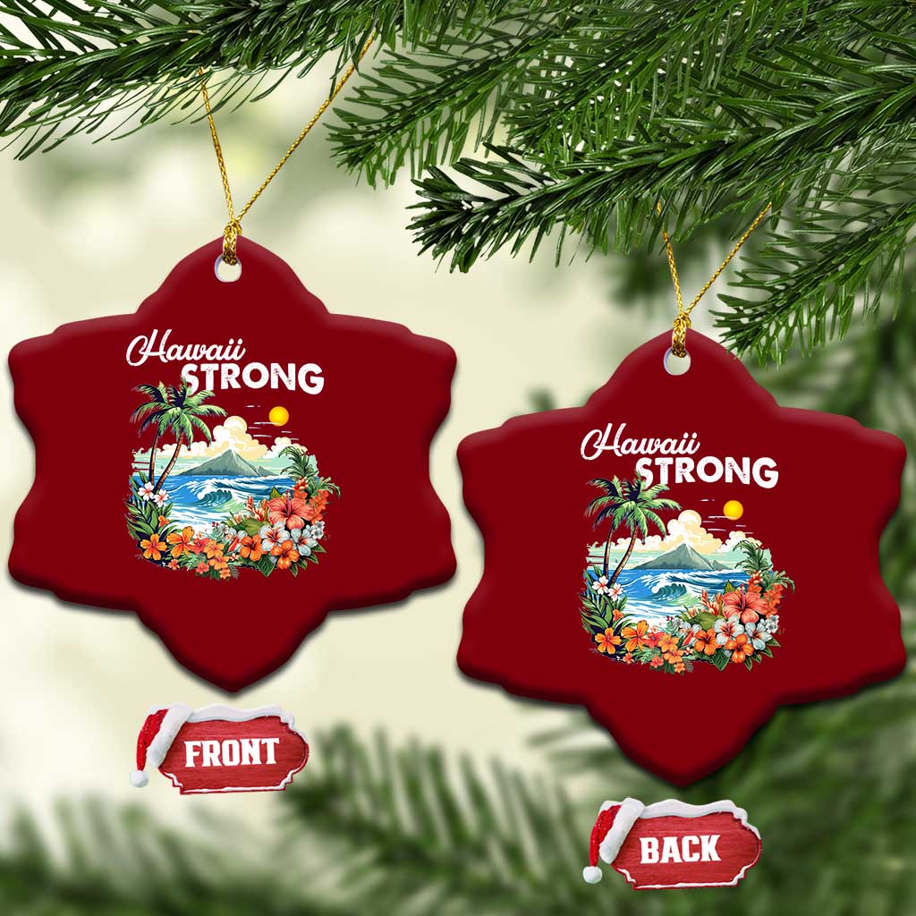 Hawaii Strong Hawaiian Islands Support Ceramic Ornament Sunset Tropical Hibiscus Flowers