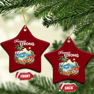 Hawaii Strong Hawaiian Islands Support Ceramic Ornament Sunset Tropical Hibiscus Flowers