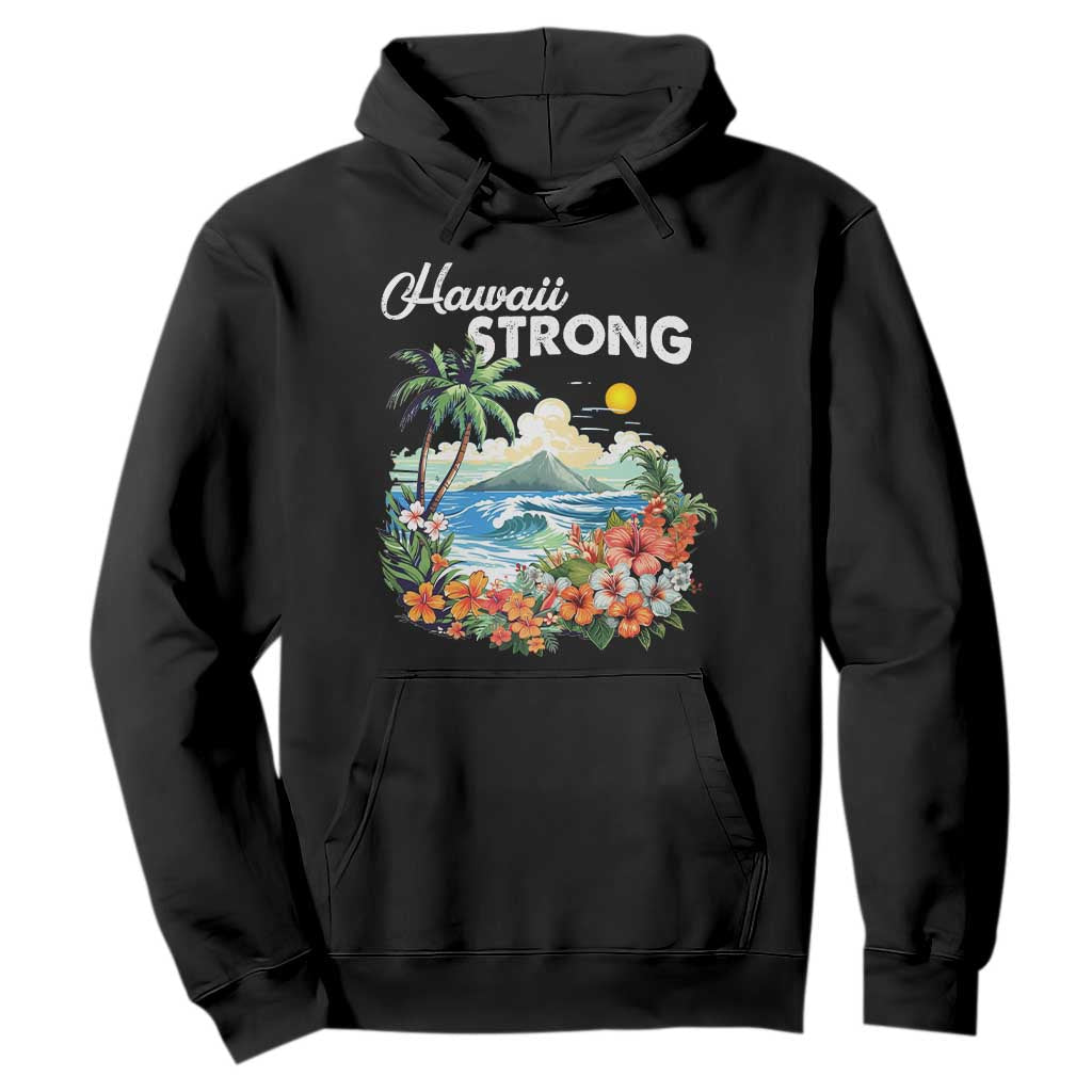 Hawaii Strong Hawaiian Islands Support Hoodie Sunset Tropical Hibiscus Flowers
