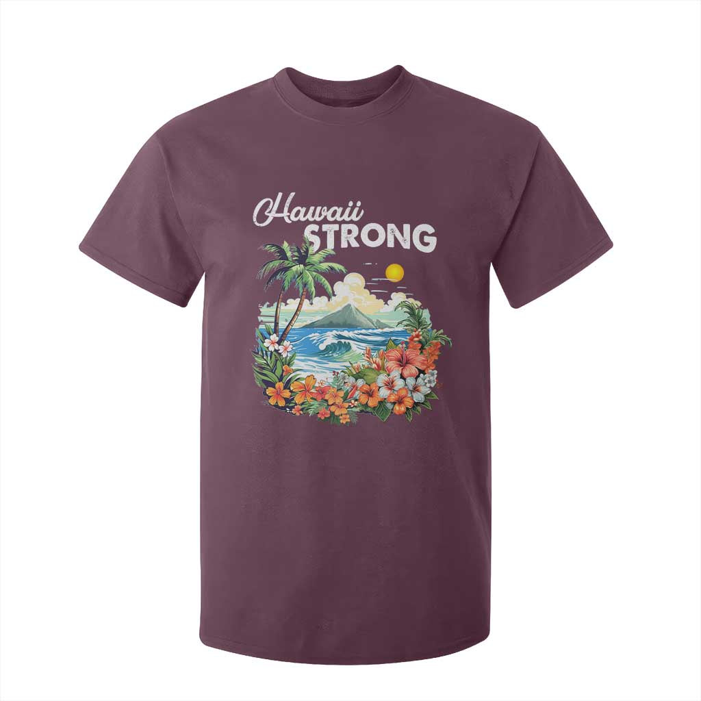 Hawaii Strong Hawaiian Islands Support T Shirt For Kid Sunset Tropical Hibiscus Flowers