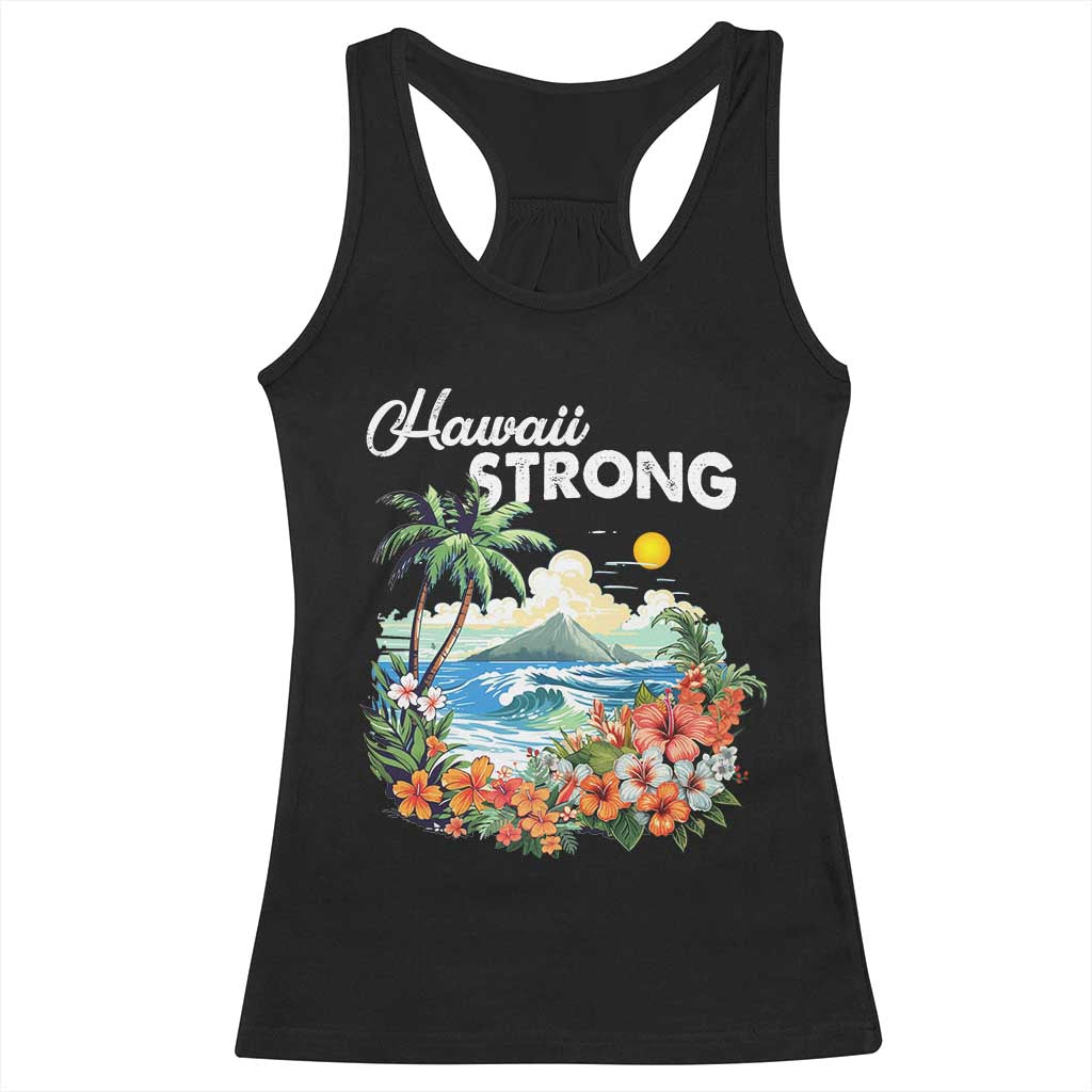 Hawaii Strong Hawaiian Islands Support Racerback Tank Top Sunset Tropical Hibiscus Flowers