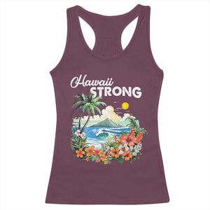 Hawaii Strong Hawaiian Islands Support Racerback Tank Top Sunset Tropical Hibiscus Flowers