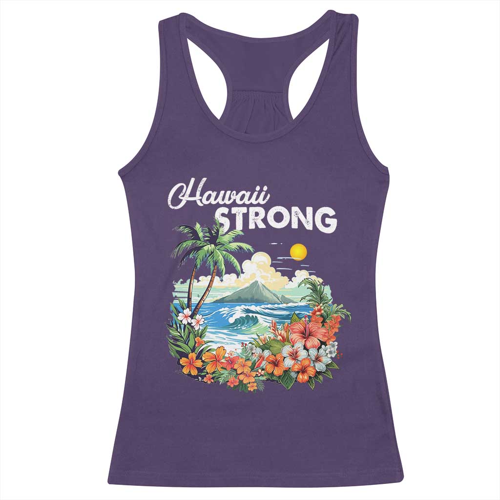 Hawaii Strong Hawaiian Islands Support Racerback Tank Top Sunset Tropical Hibiscus Flowers