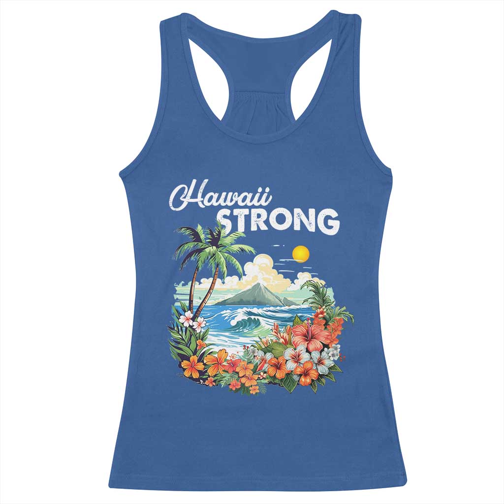 Hawaii Strong Hawaiian Islands Support Racerback Tank Top Sunset Tropical Hibiscus Flowers