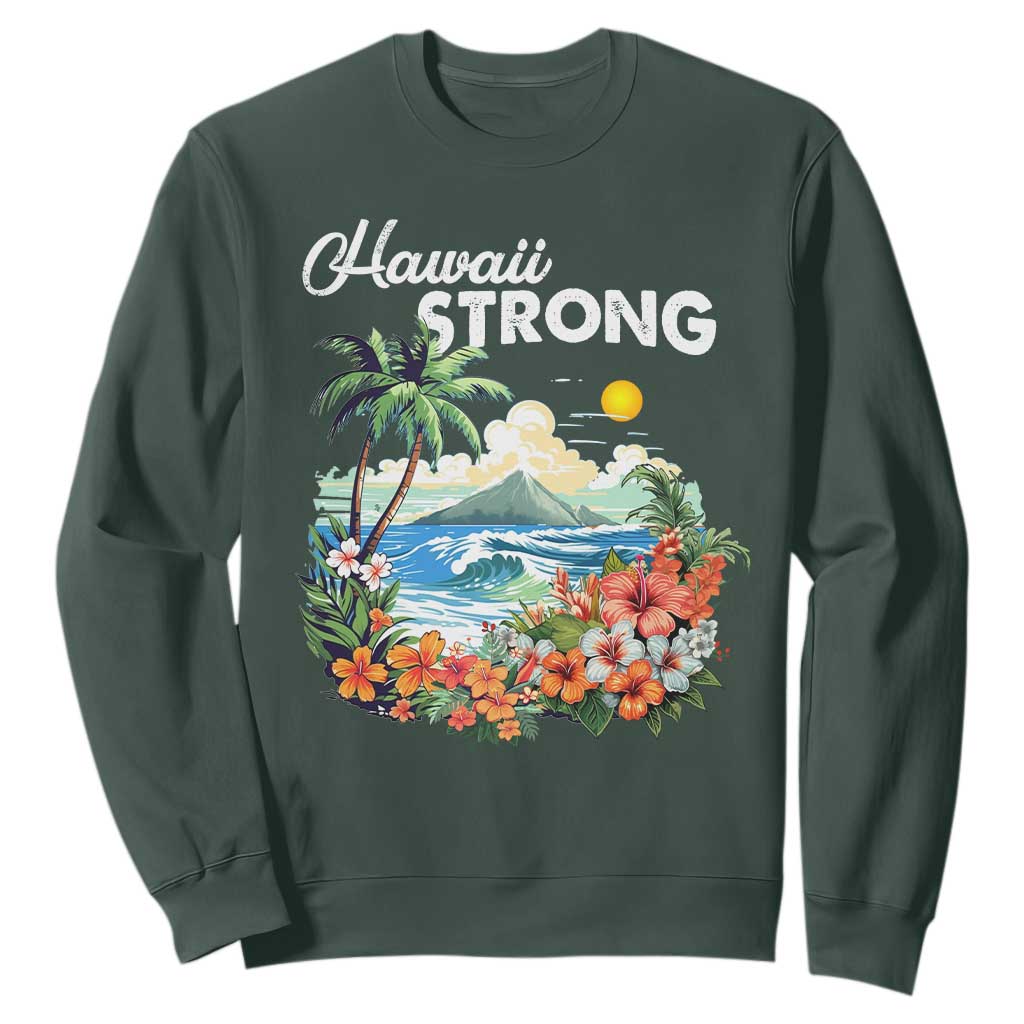 Hawaii Strong Hawaiian Islands Support Sweatshirt Sunset Tropical Hibiscus Flowers