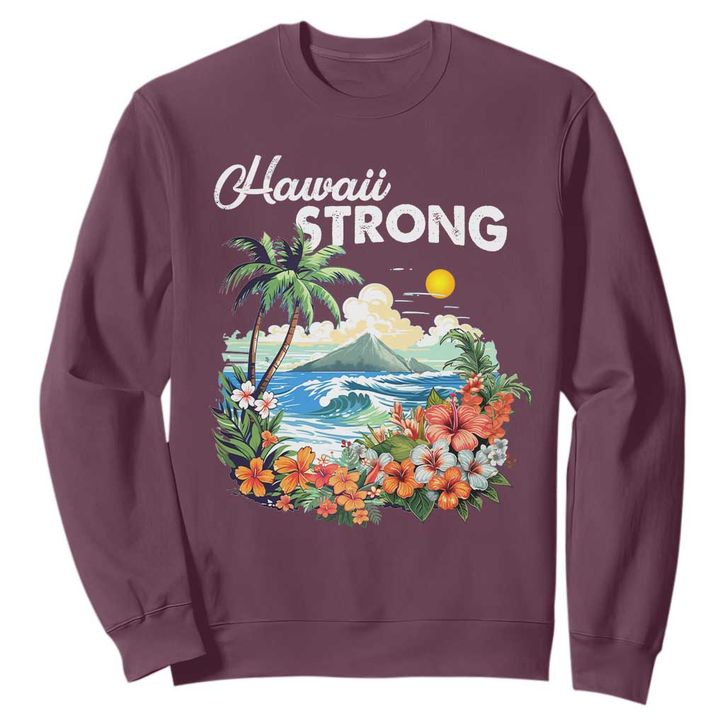 Hawaii Strong Hawaiian Islands Support Sweatshirt Sunset Tropical Hibiscus Flowers