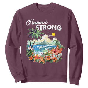 Hawaii Strong Hawaiian Islands Support Sweatshirt Sunset Tropical Hibiscus Flowers