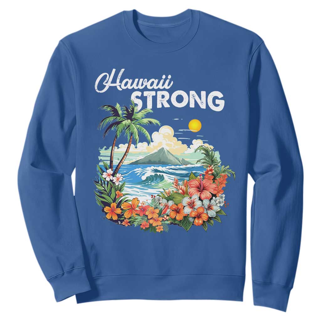 Hawaii Strong Hawaiian Islands Support Sweatshirt Sunset Tropical Hibiscus Flowers