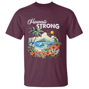 Hawaii Strong Hawaiian Islands Support T Shirt Sunset Tropical Hibiscus Flowers