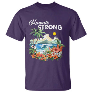 Hawaii Strong Hawaiian Islands Support T Shirt Sunset Tropical Hibiscus Flowers