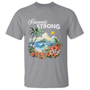 Hawaii Strong Hawaiian Islands Support T Shirt Sunset Tropical Hibiscus Flowers