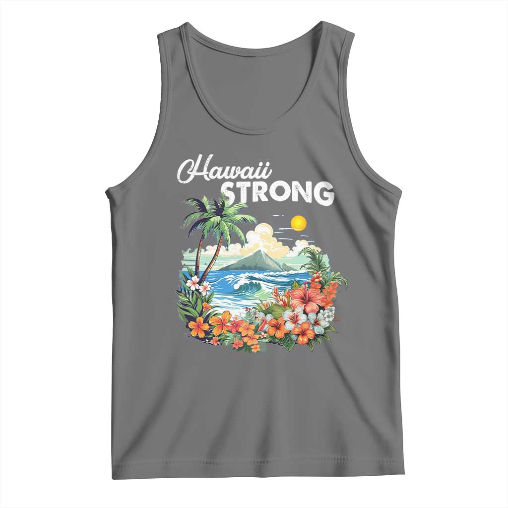 Hawaii Strong Hawaiian Islands Support Tank Top Sunset Tropical Hibiscus Flowers