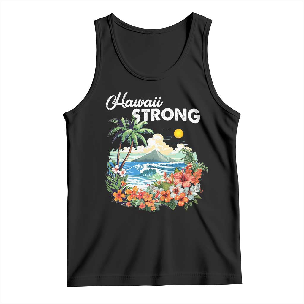 Hawaii Strong Hawaiian Islands Support Tank Top Sunset Tropical Hibiscus Flowers