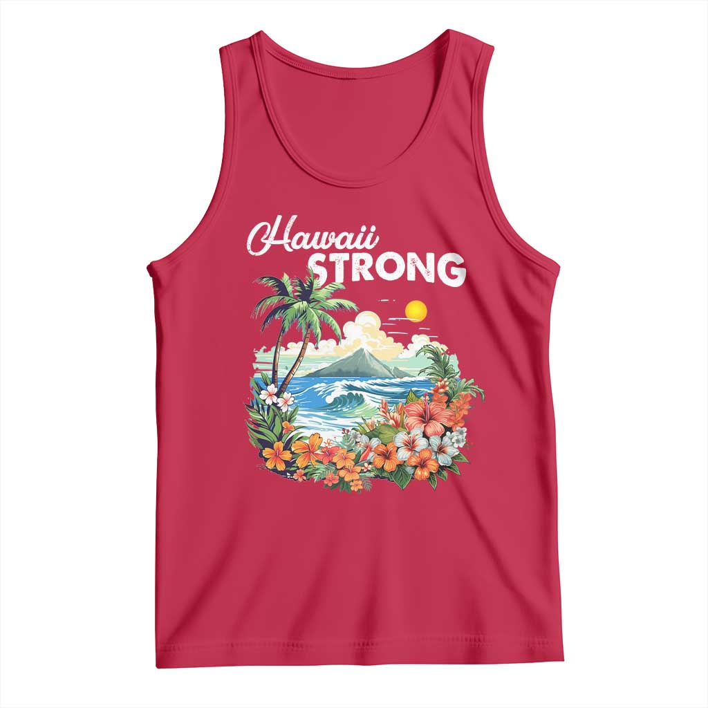 Hawaii Strong Hawaiian Islands Support Tank Top Sunset Tropical Hibiscus Flowers