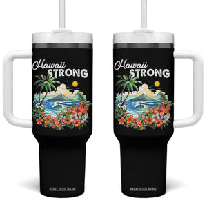 Hawaii Strong Hawaiian Islands Support Tumbler With Handle Sunset Tropical Hibiscus Flowers