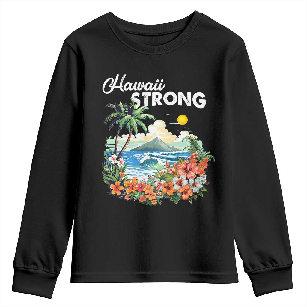 Hawaii Strong Hawaiian Islands Support Youth Sweatshirt Sunset Tropical Hibiscus Flowers