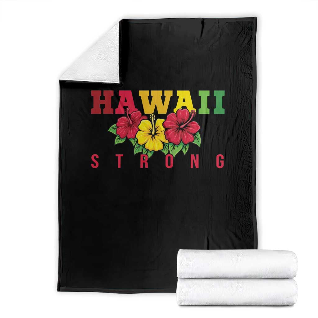 Retro Vintage Hawaii Strong Hibiscus Floral Throw Blanket Hawaiian Islands Pride Support