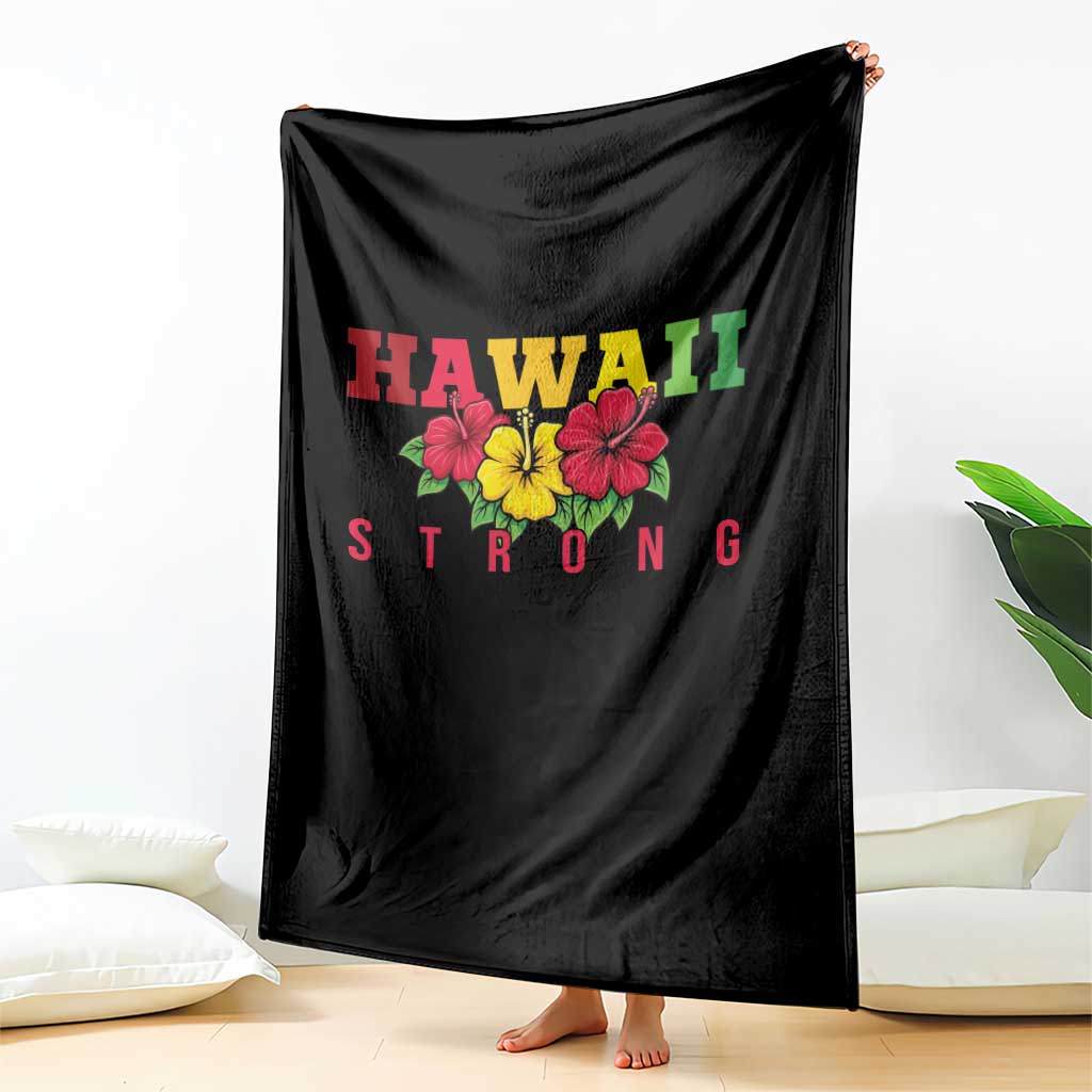 Retro Vintage Hawaii Strong Hibiscus Floral Throw Blanket Hawaiian Islands Pride Support