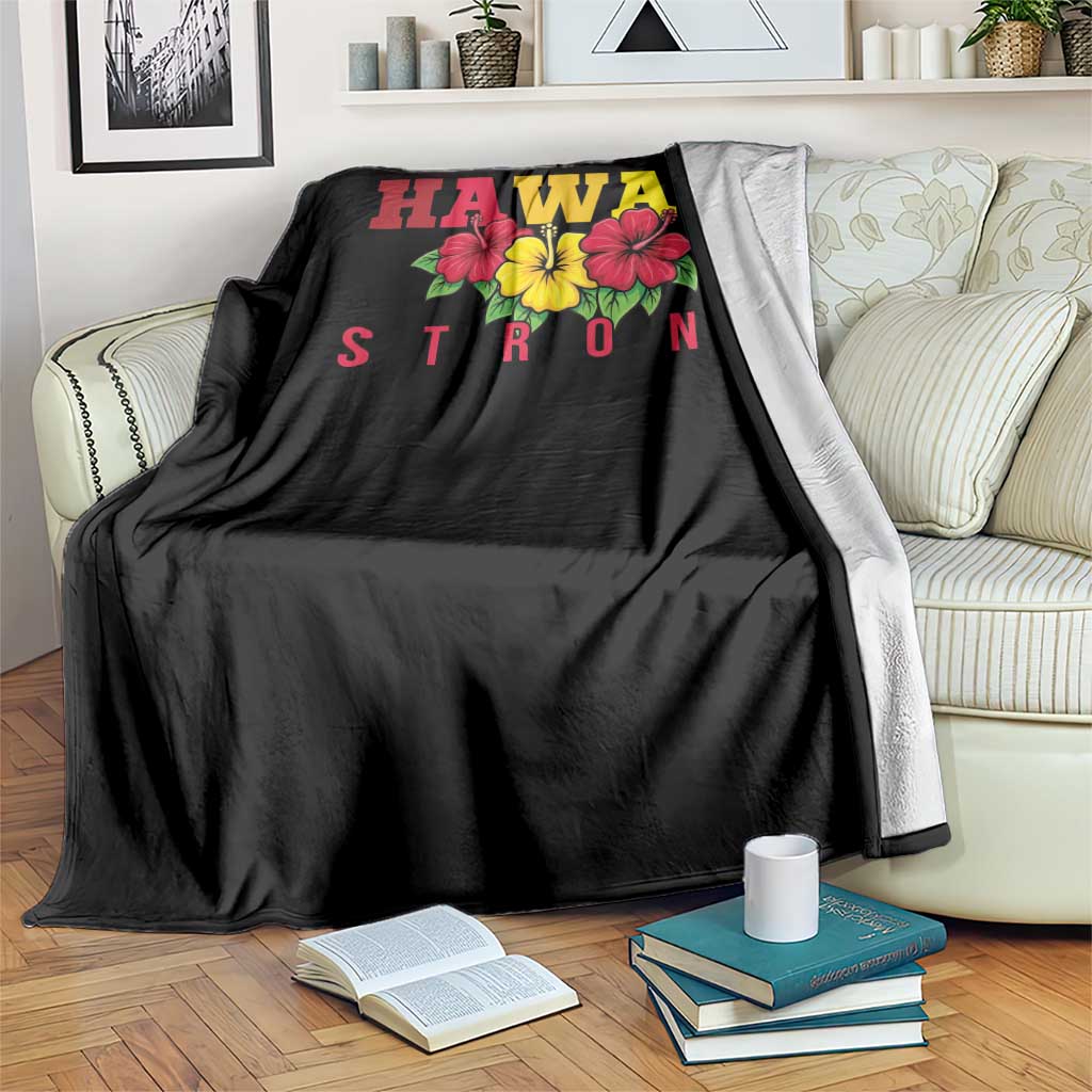 Retro Vintage Hawaii Strong Hibiscus Floral Throw Blanket Hawaiian Islands Pride Support