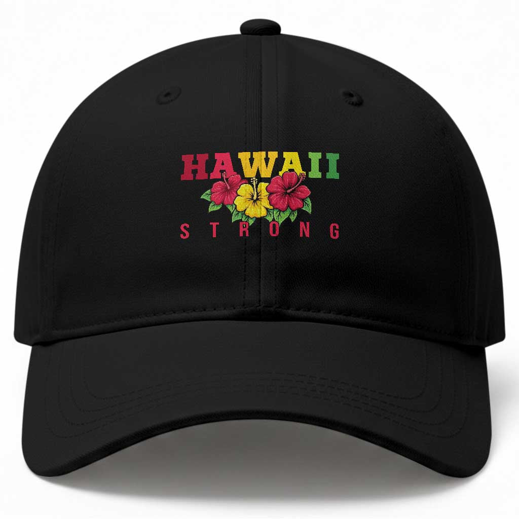 Retro Vintage Hawaii Strong Hibiscus Floral Baseball Cap Hawaiian Islands Pride Support