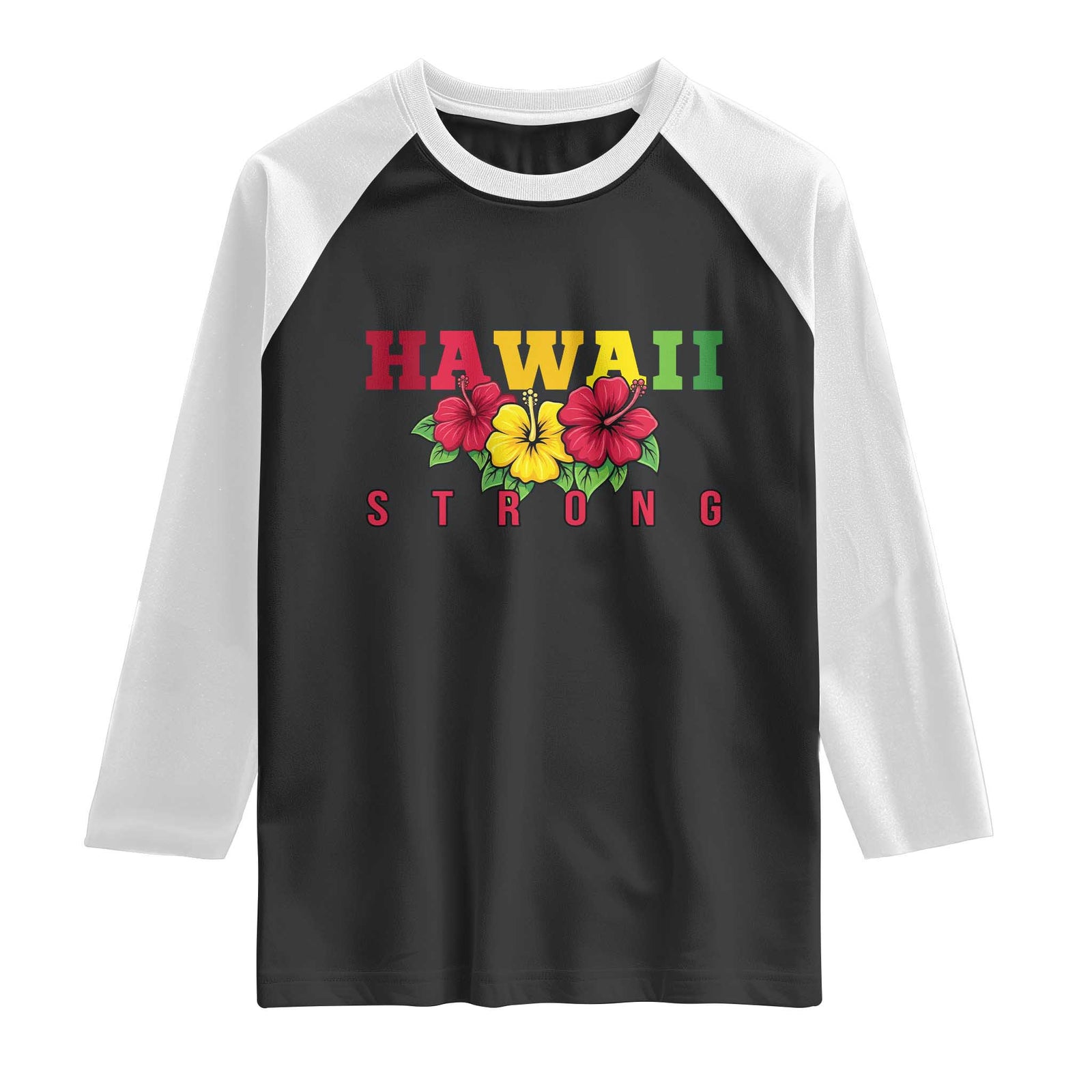 Retro Vintage Hawaii Strong Hibiscus Floral Raglan Shirt Hawaiian Islands Pride Support