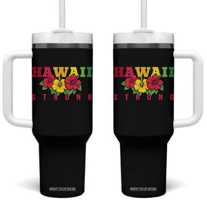 Retro Vintage Hawaii Strong Hibiscus Floral Tumbler With Handle Hawaiian Islands Pride Support
