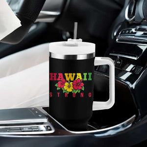 Retro Vintage Hawaii Strong Hibiscus Floral Tumbler With Handle Hawaiian Islands Pride Support