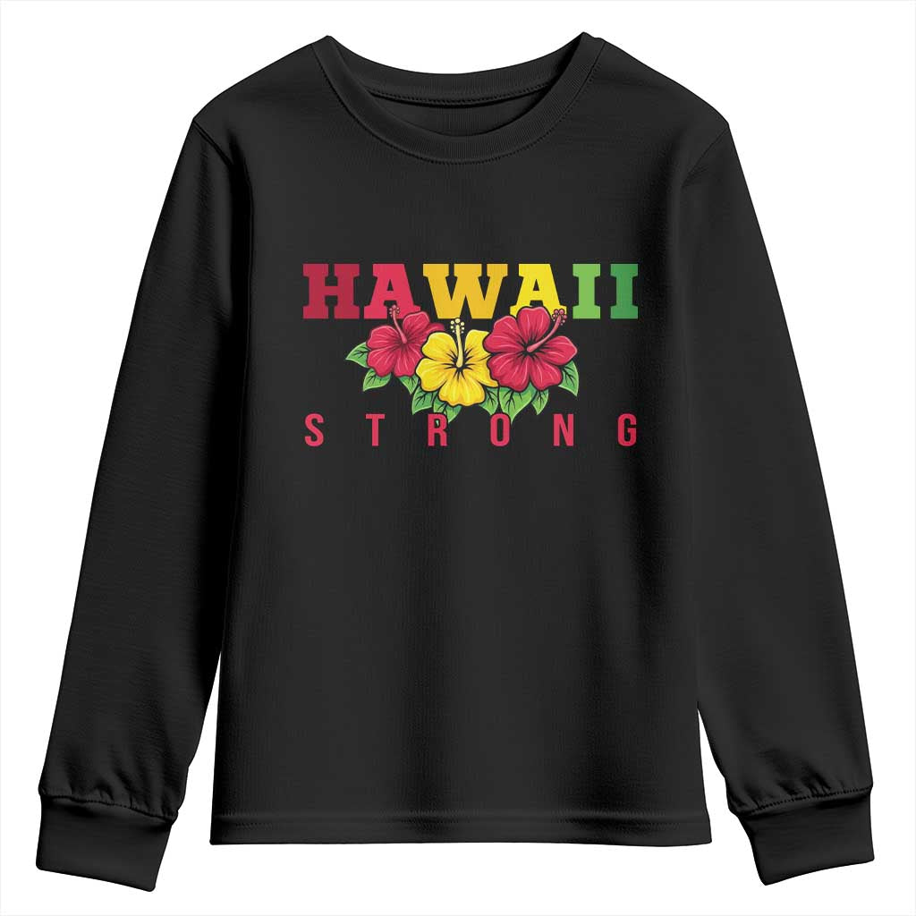 Retro Vintage Hawaii Strong Hibiscus Floral Youth Sweatshirt Hawaiian Islands Pride Support