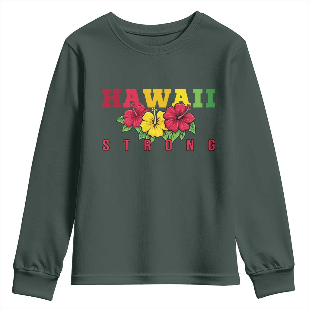 Retro Vintage Hawaii Strong Hibiscus Floral Youth Sweatshirt Hawaiian Islands Pride Support
