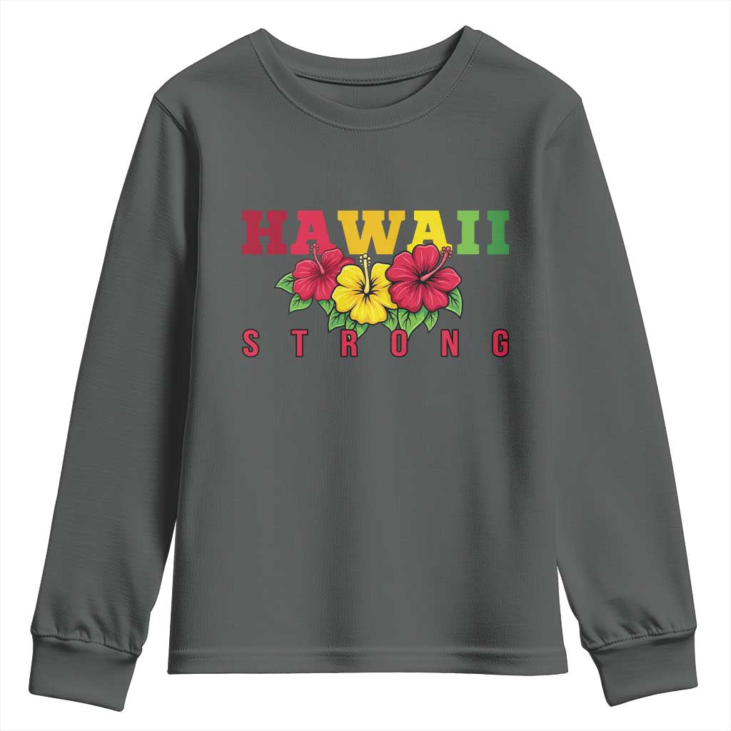 Retro Vintage Hawaii Strong Hibiscus Floral Youth Sweatshirt Hawaiian Islands Pride Support