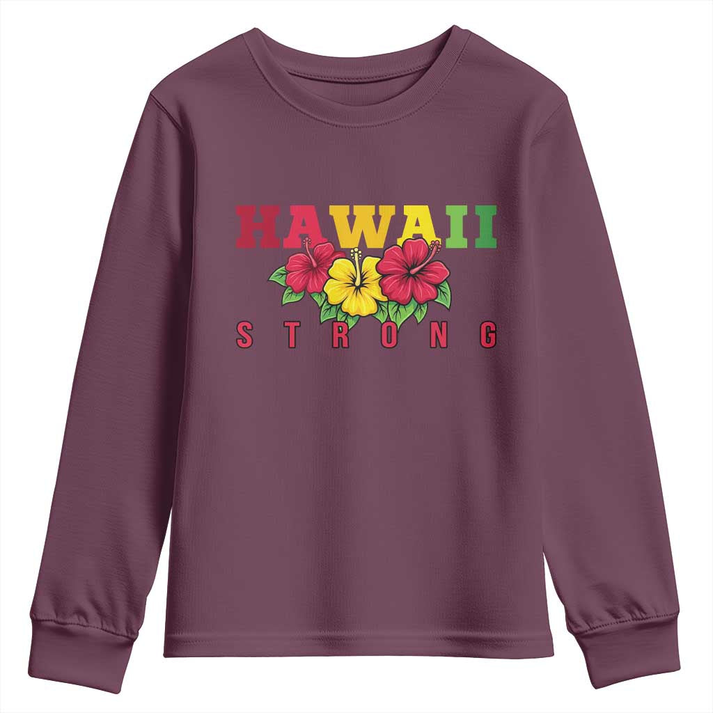 Retro Vintage Hawaii Strong Hibiscus Floral Youth Sweatshirt Hawaiian Islands Pride Support