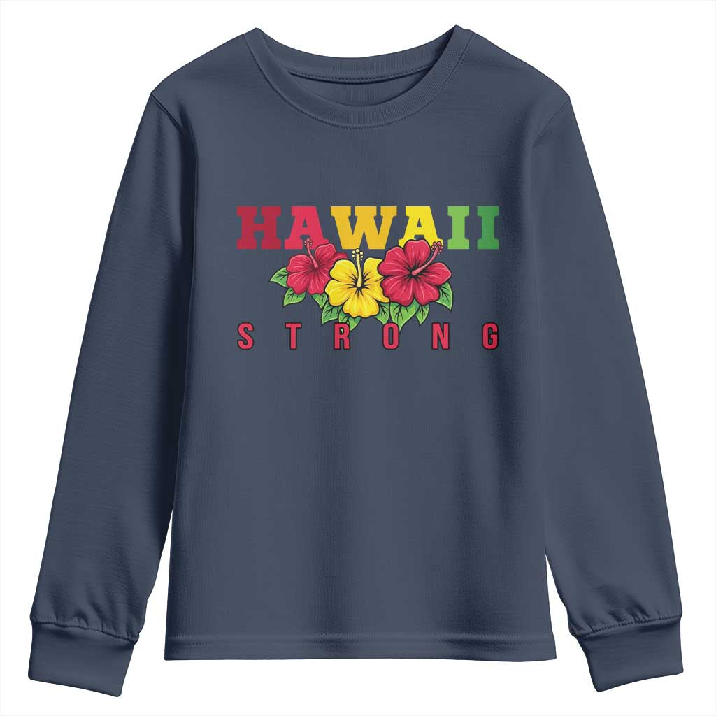Retro Vintage Hawaii Strong Hibiscus Floral Youth Sweatshirt Hawaiian Islands Pride Support