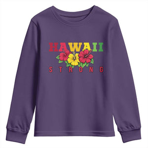 Retro Vintage Hawaii Strong Hibiscus Floral Youth Sweatshirt Hawaiian Islands Pride Support