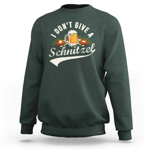 Funny Oktoberfest Drinking Sweatshirt I Don't Give a Schnitzel German Beer Festival TS02 Dark Forest Green Print Your Wear