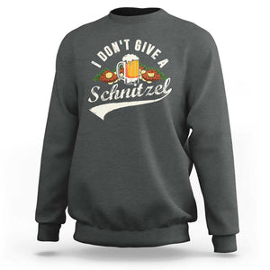 Funny Oktoberfest Drinking Sweatshirt I Don't Give a Schnitzel German Beer Festival TS02 Dark Heather Print Your Wear