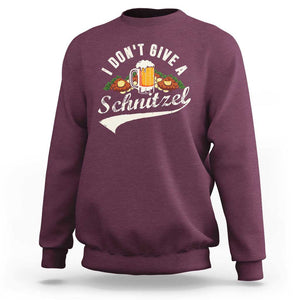 Funny Oktoberfest Drinking Sweatshirt I Don't Give a Schnitzel German Beer Festival TS02 Maroon Print Your Wear