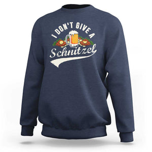 Funny Oktoberfest Drinking Sweatshirt I Don't Give a Schnitzel German Beer Festival TS02 Navy Print Your Wear