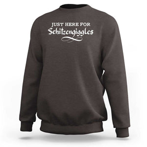 Funny Oktoberfest Sweatshirt Here for Schitzengiggles Group Bachelor Party TS02 Dark Chocolate Print Your Wear