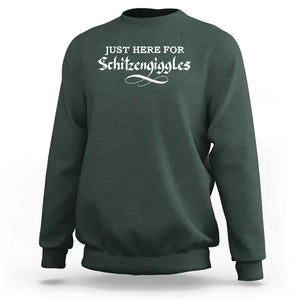 Funny Oktoberfest Sweatshirt Here for Schitzengiggles Group Bachelor Party TS02 Dark Forest Green Print Your Wear